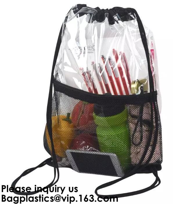 OEM Design Promotion PVC Drawstring GYM Bag,Clear PVC Drawstring Bag With Gold String Promotional Reflective Plastic PVC
