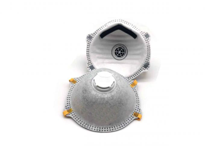 White Valved Dust Mask Conical Shape FFP2 Carbon Mask CE Approved