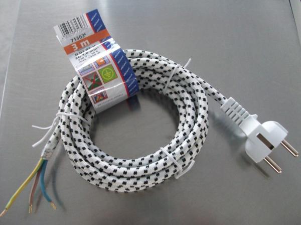 VDE approved cotton braid power cables, European schuko electric iron textile