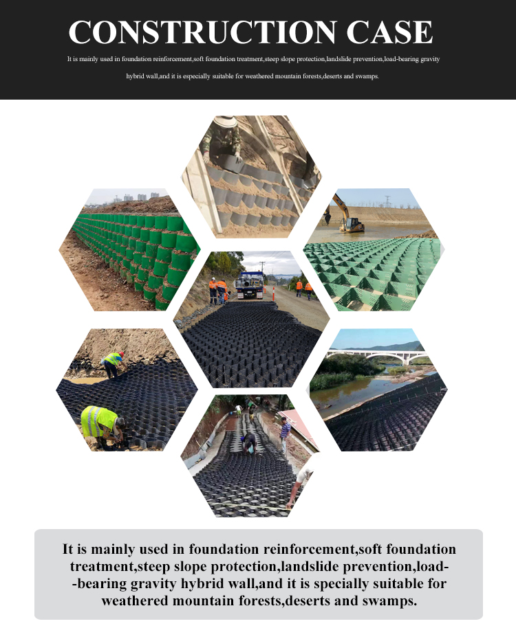 Green Geocell Gravel Grid for Parking Lot Soil Stabilization and Driveway Construction
