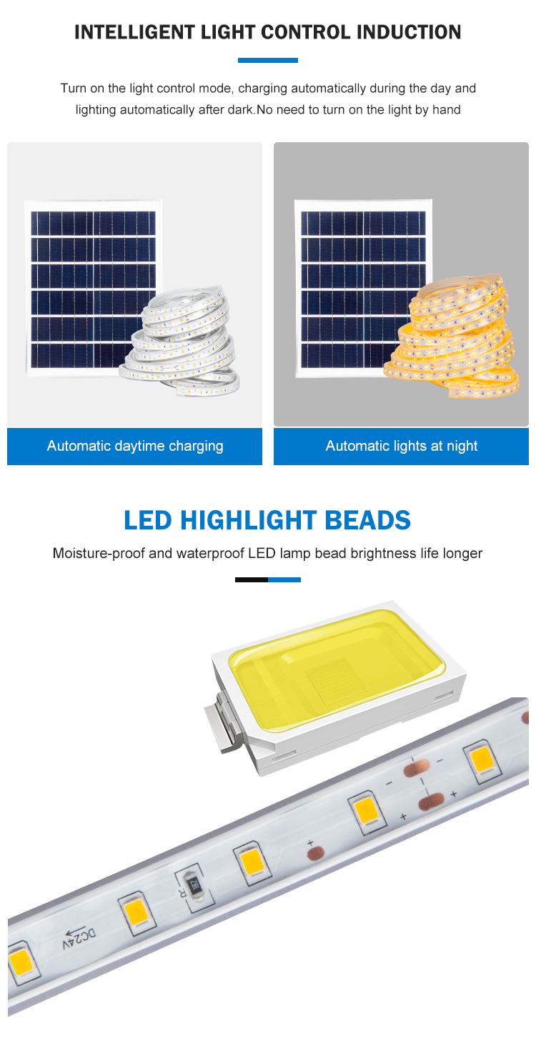 Customize Dimmable Solar Powered Led Strip Lights 30m 40m Auto On Off Ip65 80Lm