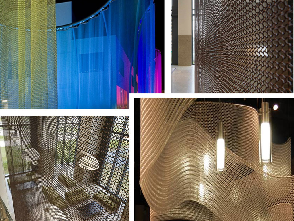 Brass / Copper Hand Woven Ring Mesh Drapes For Wall Decoration And Curtain