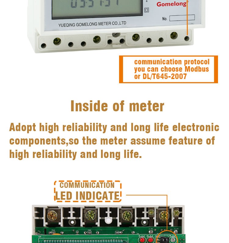 Three Phase Din Rail Small Power Meter Digital Electric Meter