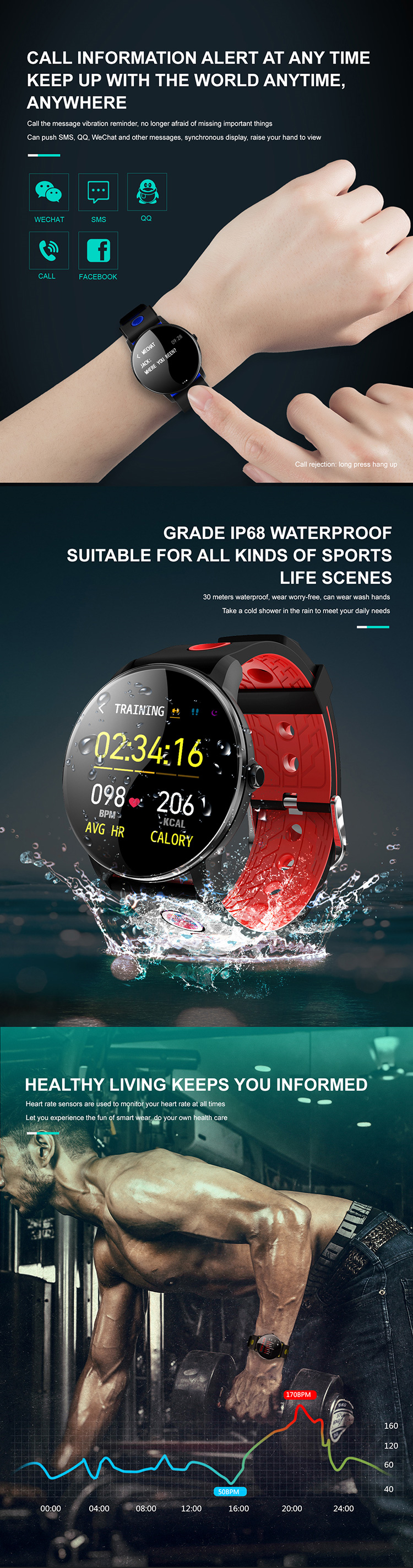 M4 Smart Bracelet Health Tracker 160mAh IP68Waterproof 24-hour heart rate real-time monitoring Fitness H25 Smart Watch