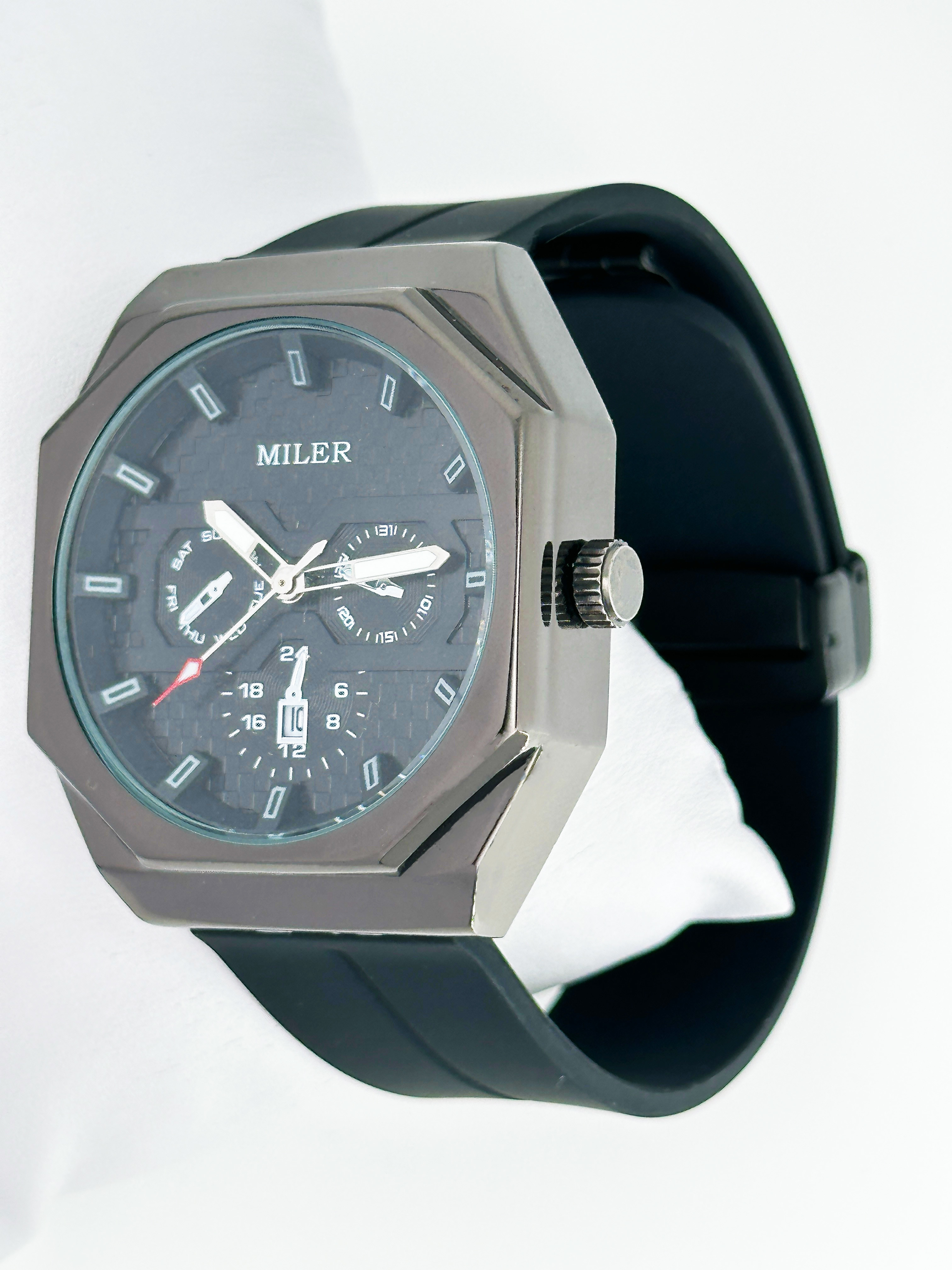 Ml 1006 Women/Men Three Eye Six Needle Waterproof Silicone Strap Quartz Watch