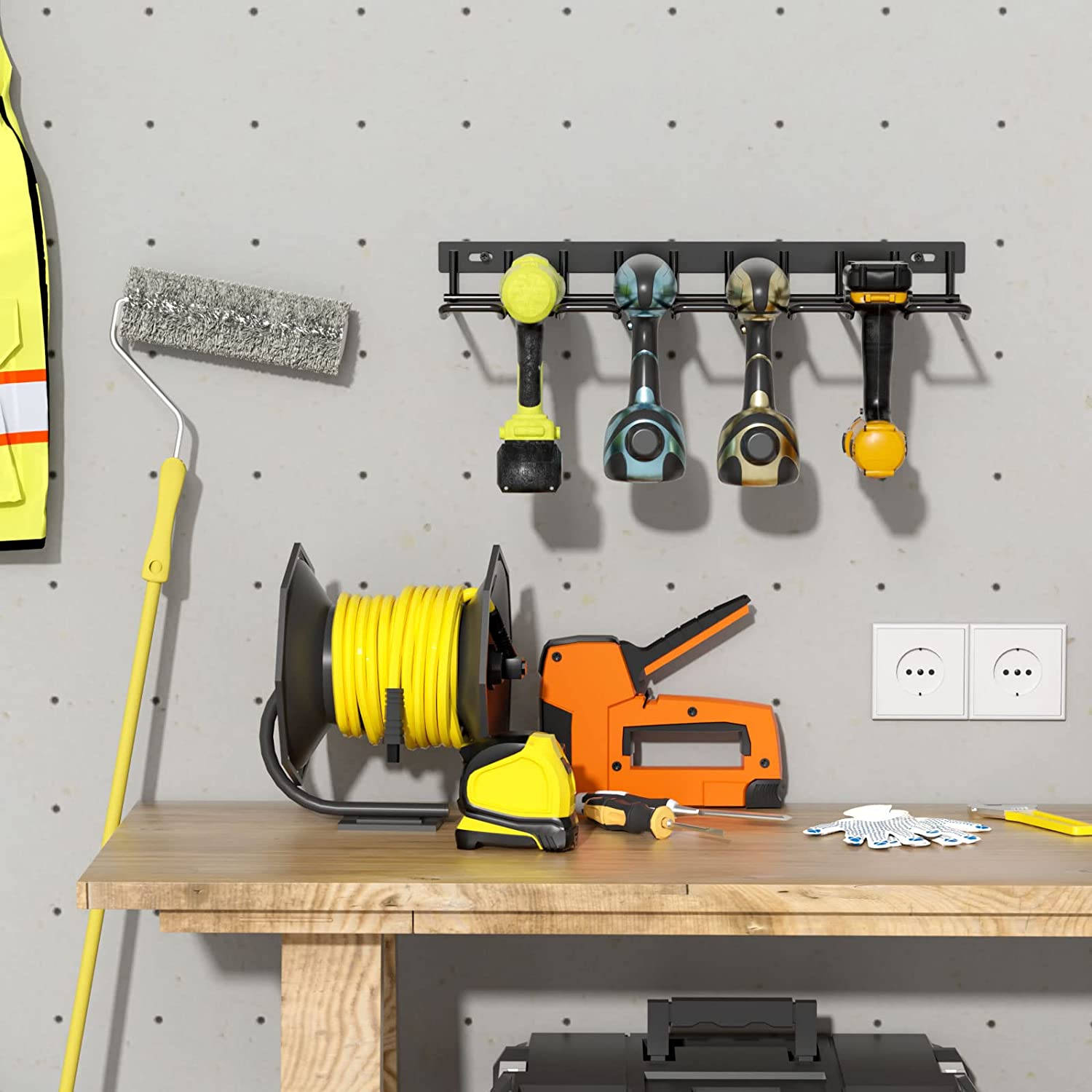 Customized Power Tools Organizer Practicality and Convenience in a Wall Mounted Shelf