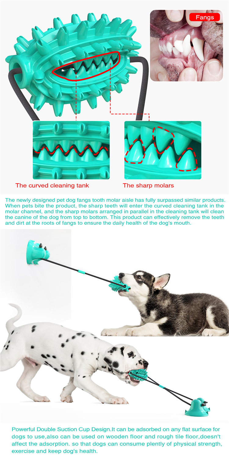 Multi-function Creative Hot Selling Double Suction Cup Stick Dog' Chew Toy Toothbrush