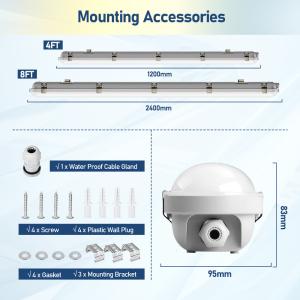 Triproof LED Batten Light With Selectable Color Temperature 3500K/ 4000K/ 5000K/
