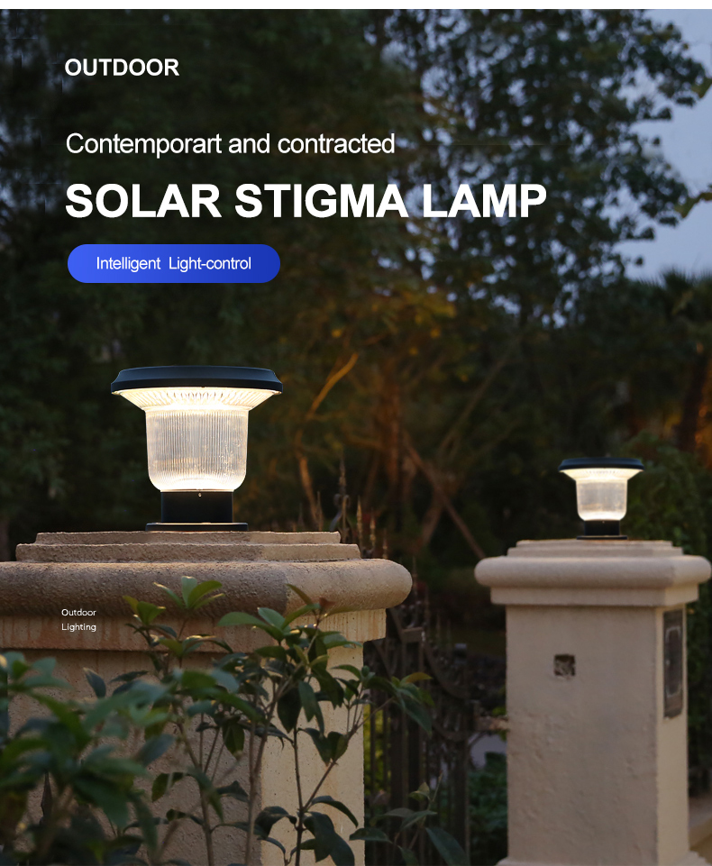 Weatherproof Solar Pillar Lamp Dusk To Dawn Post Light For Garage Backyard Patio