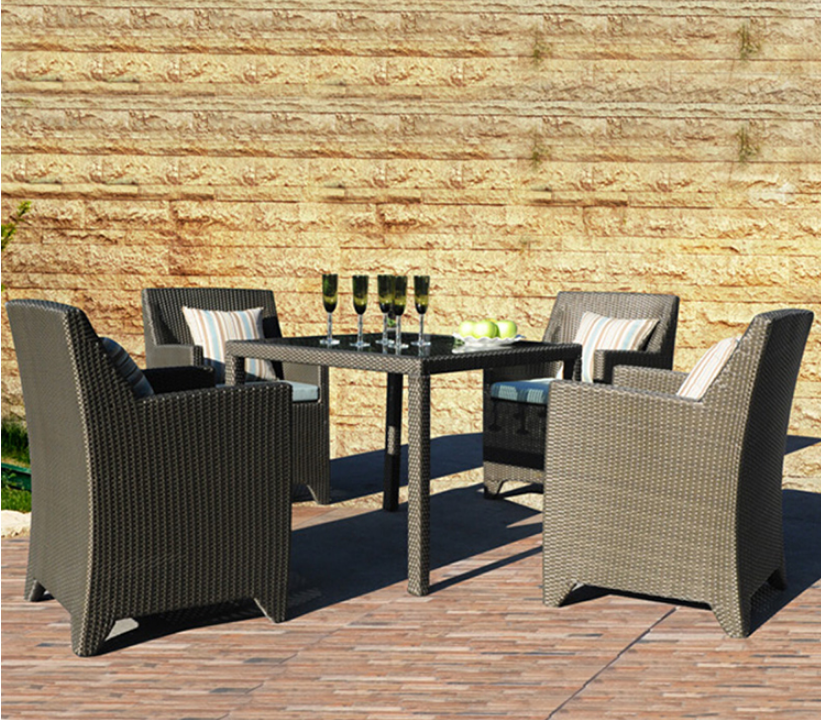 Modern luxury PE rattan dinning table chair waterproof outside patio dinning table chair furniture