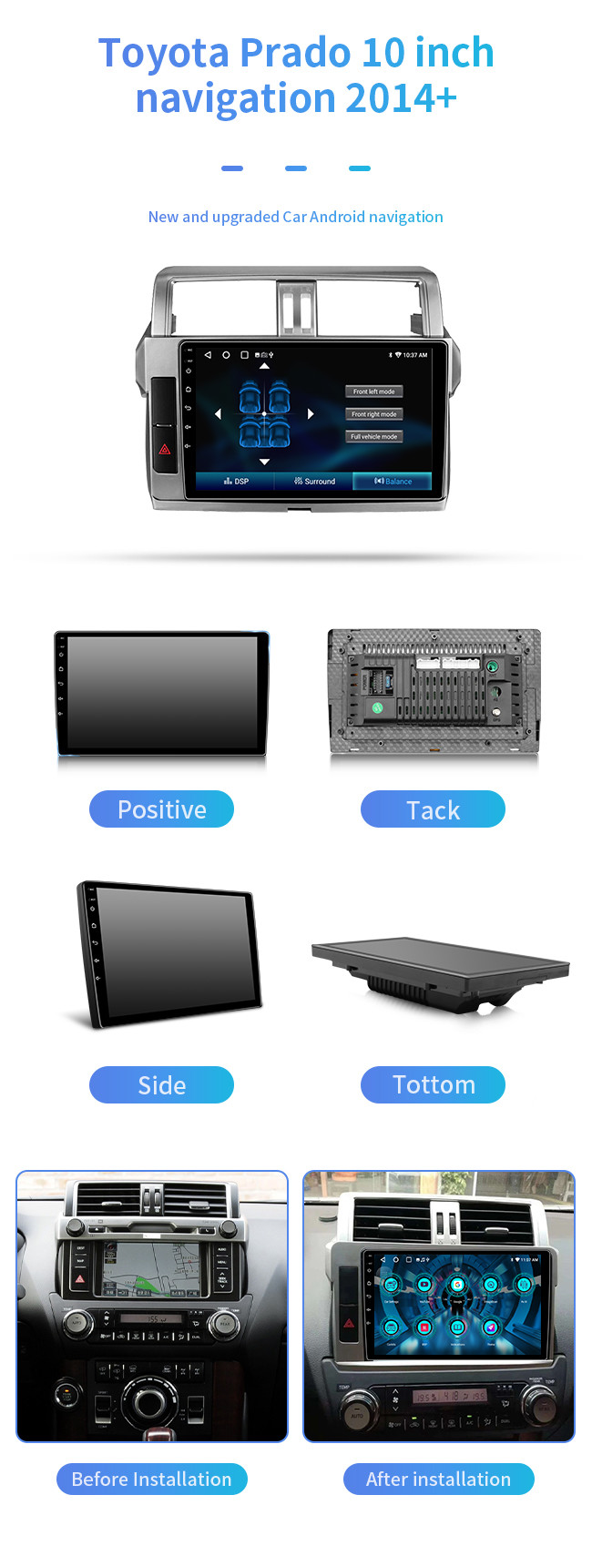 8-Core Android DSP Radio Video 4G Wifi GPS Navigation For Toyota Prado Car Dvd Player