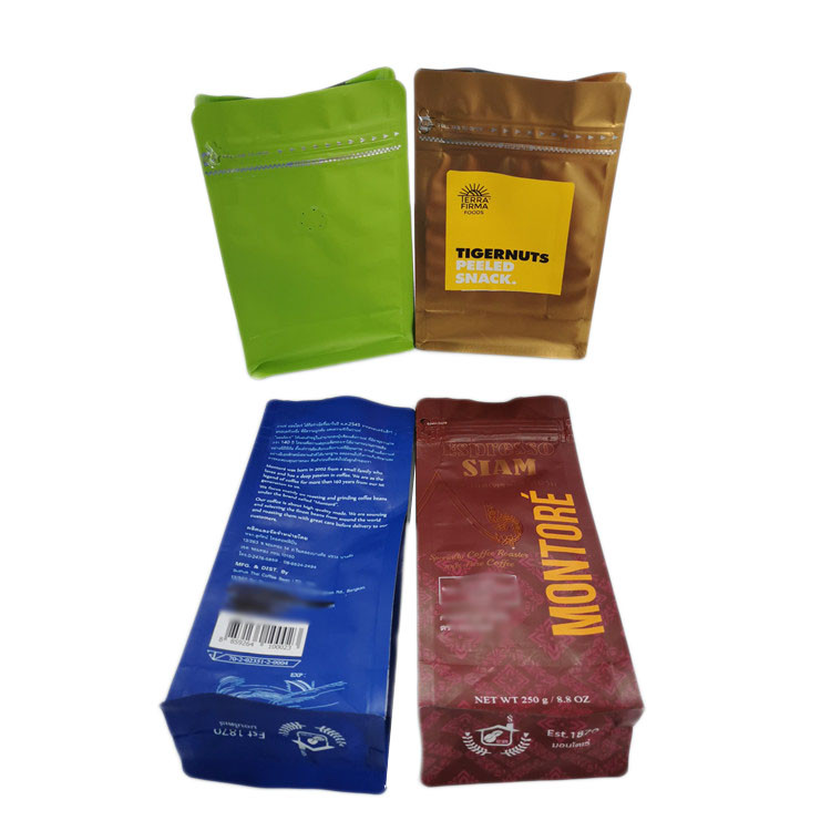 Aluminum Foil Heat Sealed Tea Bags , Flat Bottom Coffee Resealable Pouch Bags With Valve