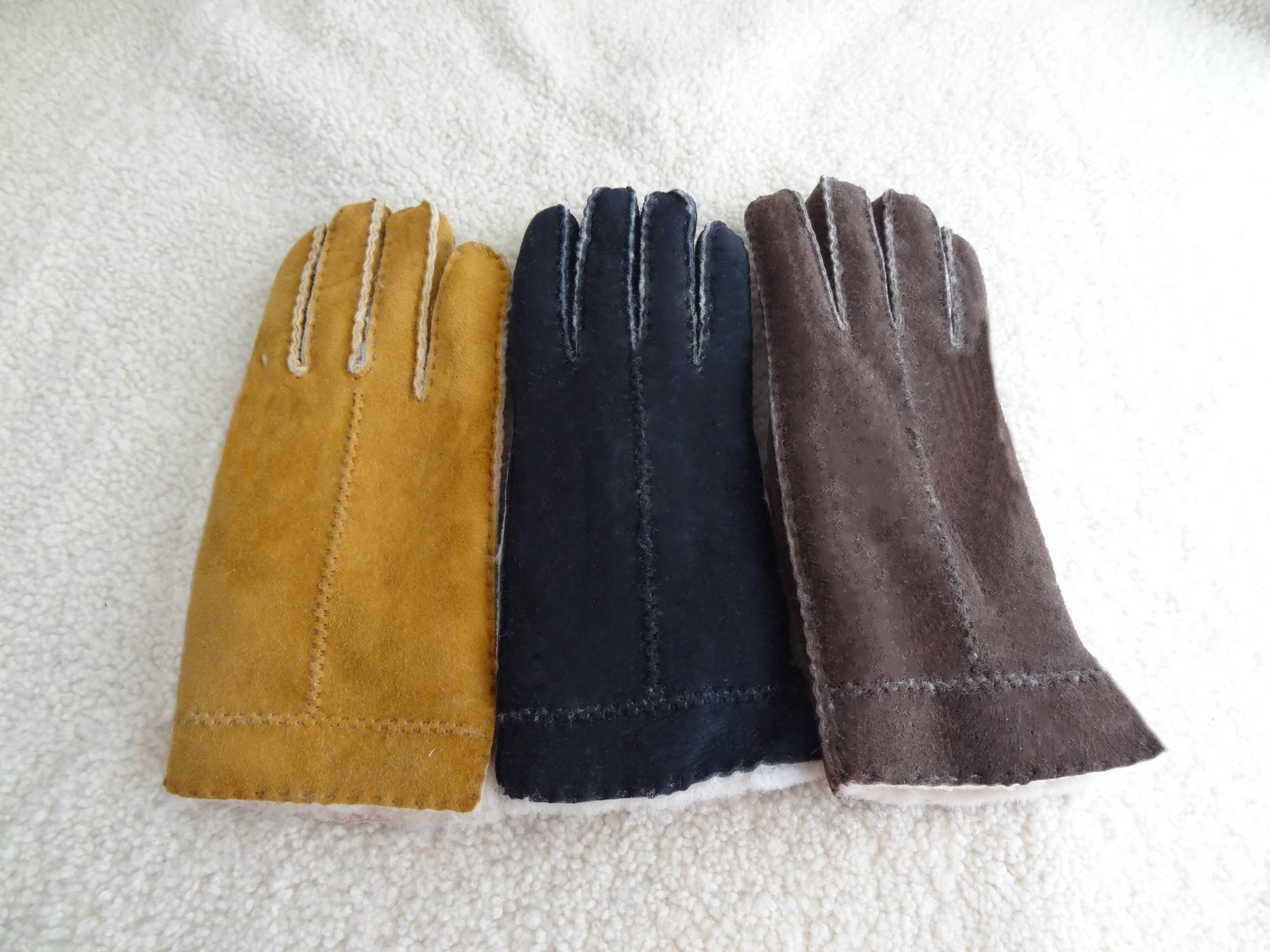 Lady fashion lamb fur double face leather winter gloves