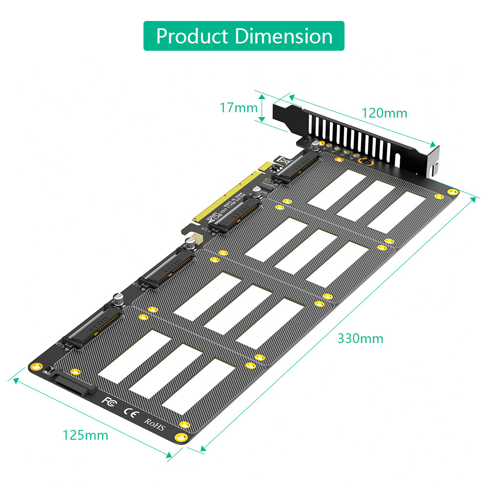 U.2 to PCI-e Riser Adapter PCIe4.0 X16 to 2.5" U.2 (SFF-8639) SSD Expansion Card