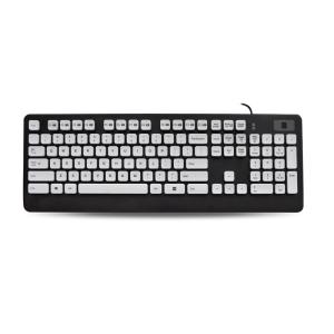 USB Plastic Keyboard With Fingerprint Reader Function Keys Multimedia Keys And