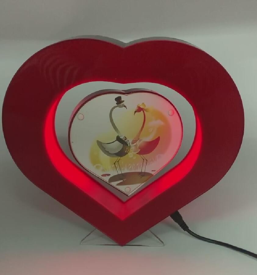 heart shape led light magnetic levitation floating pop photo frame display racks wedding gift toys
