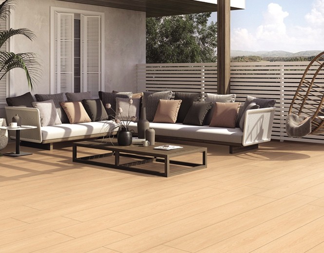 200x1000mm Brown And Yellow Durable Wooden Porcelain Strips For Office Eco-Friendly Interior Floor Strip Balcony