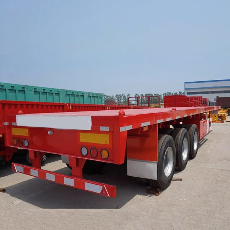 Customized 1240*2480*1600mm 3 axles 60T carry 20ft\40ft container bagged cement and the other kind of bulk cargo Flatbed Trailer