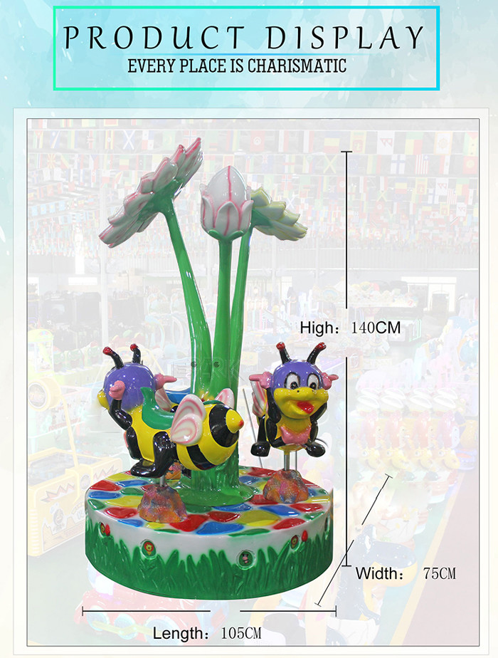 Bee Park Kids Carousel Horses Amusement Children Playground Merry Go Round Riding