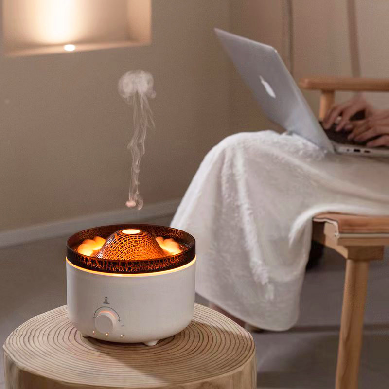 Whisper Quiet Fire Flame Humidifier 30-50ml/H Mist Output For 8 Hours White Flame Air Aroma Diffuser Humidifier