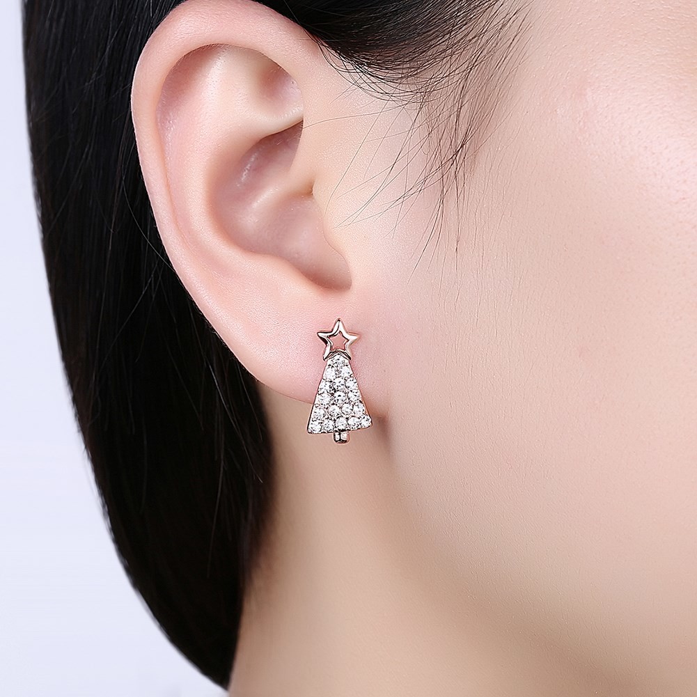 Wholesale Fashion Jewelry Star Zircon Earring Gold Plated Christmas Tree Earrings