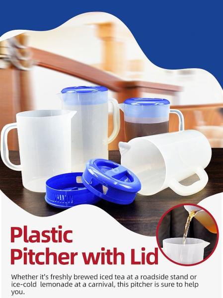 Plastic Pitcher with Lid BPA-FREE Eco-Friendly Carafes Mix Drinks Water Jug