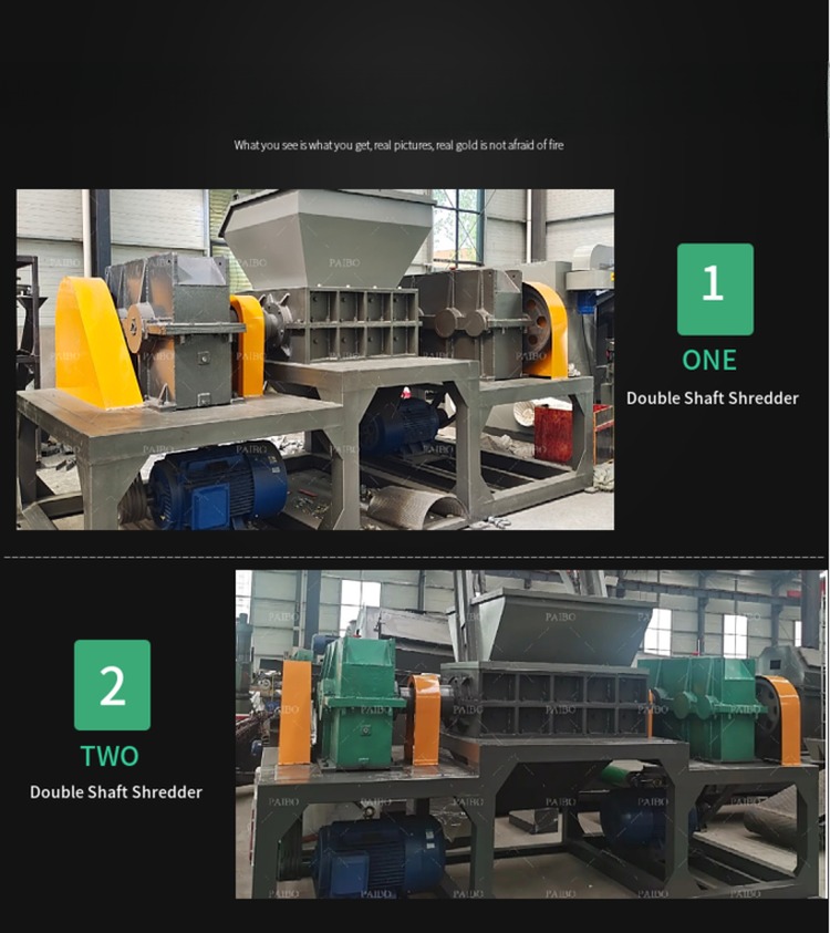 Scrap Car Tire Shredder Machine 45kW Power Waste Plastic Recycling Industrial Shredder