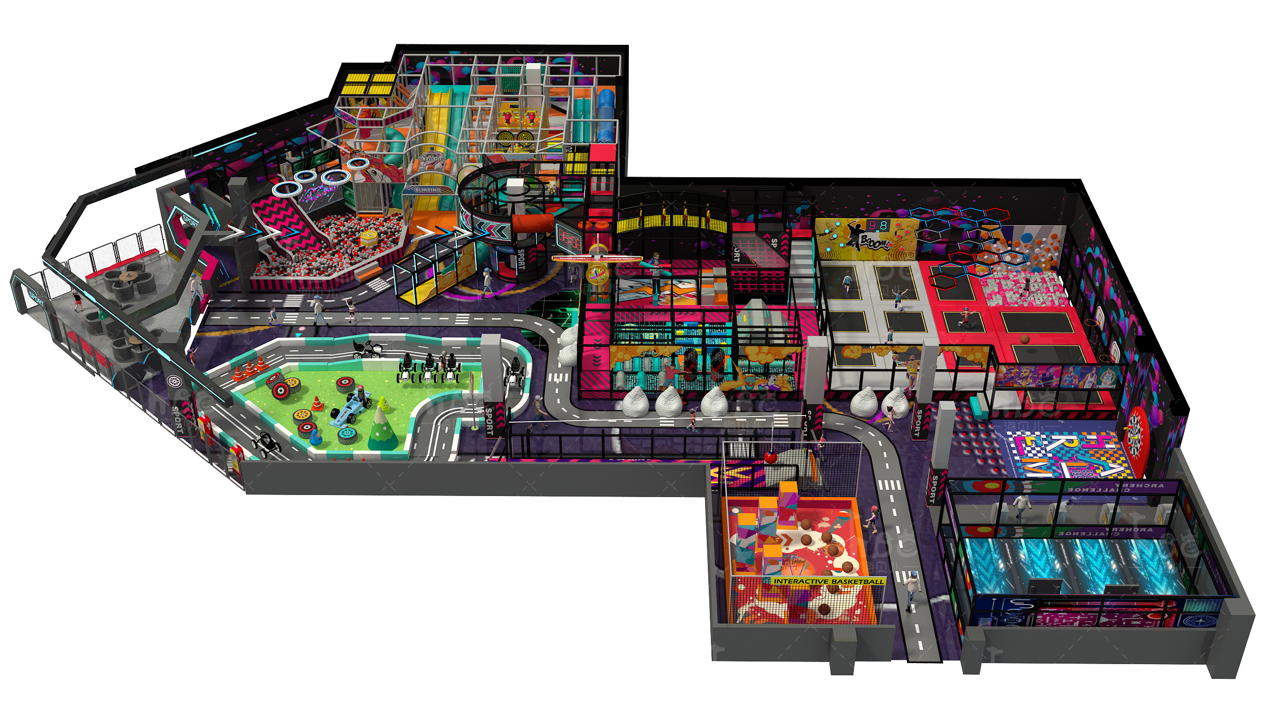 Trampoline Park Video Game Style Family Sport Center Indoor Playground Equipment