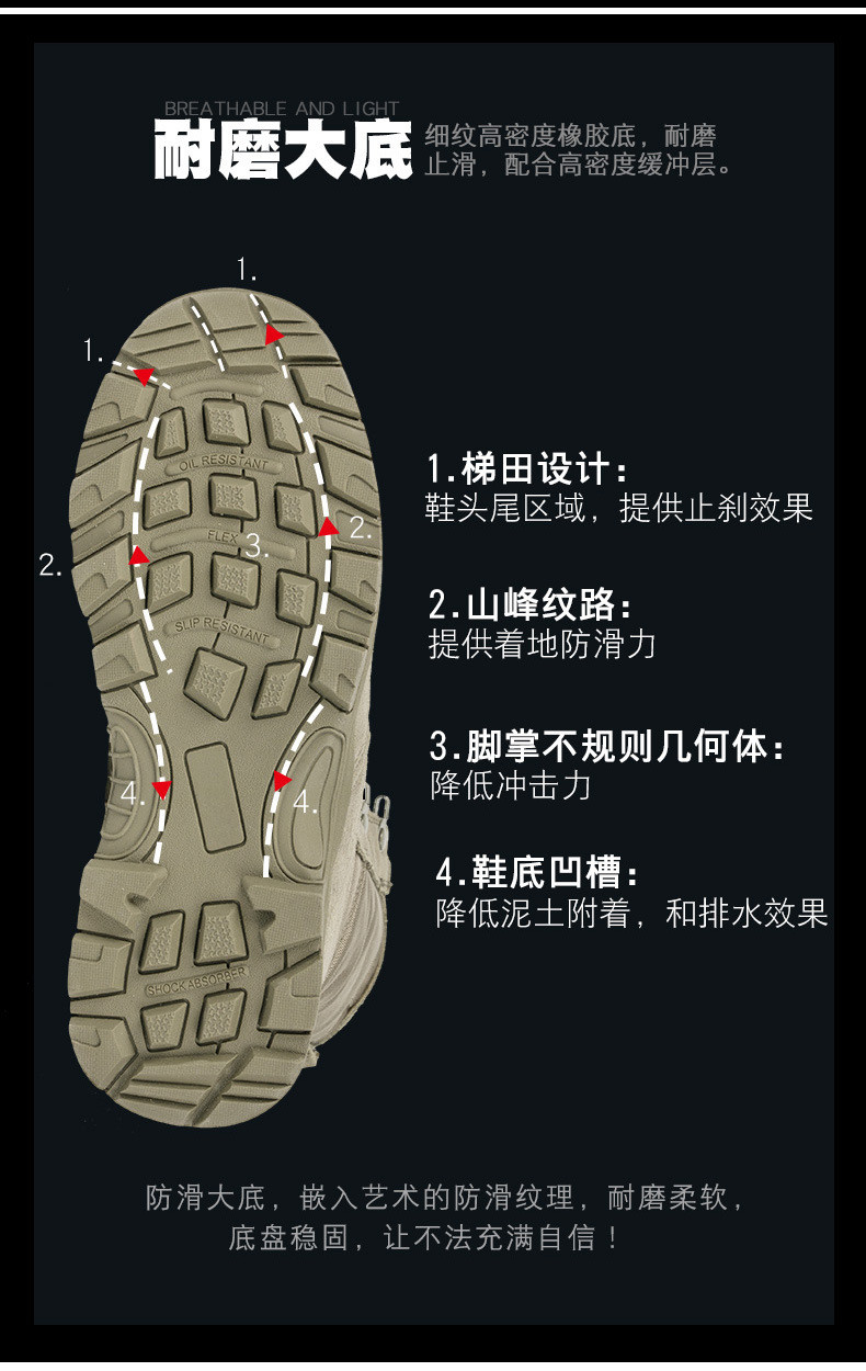 Non-slip Rubber Sole Combat Boots Oxford Cloth Material For Security Work In Green