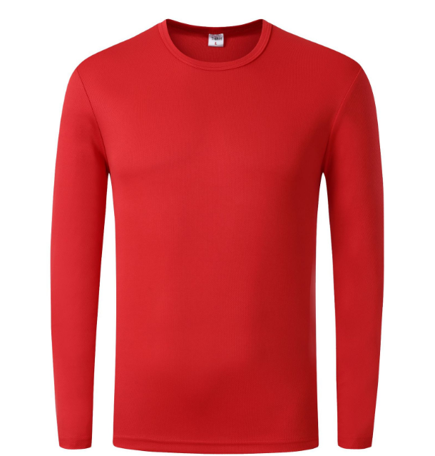 Plain Polyester T Shirts Clothing Round Neck Full Sleeve T Shirt 200g