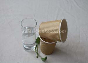 China Brown Recyclable 8oz Double Wall Ripple Paper Cups With Lid Good Insulation on sale