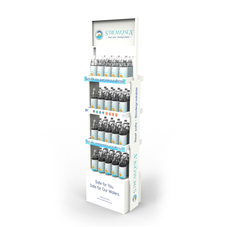 Customized Water Wooden Bottle Display Rack Spring Display Stand for Store