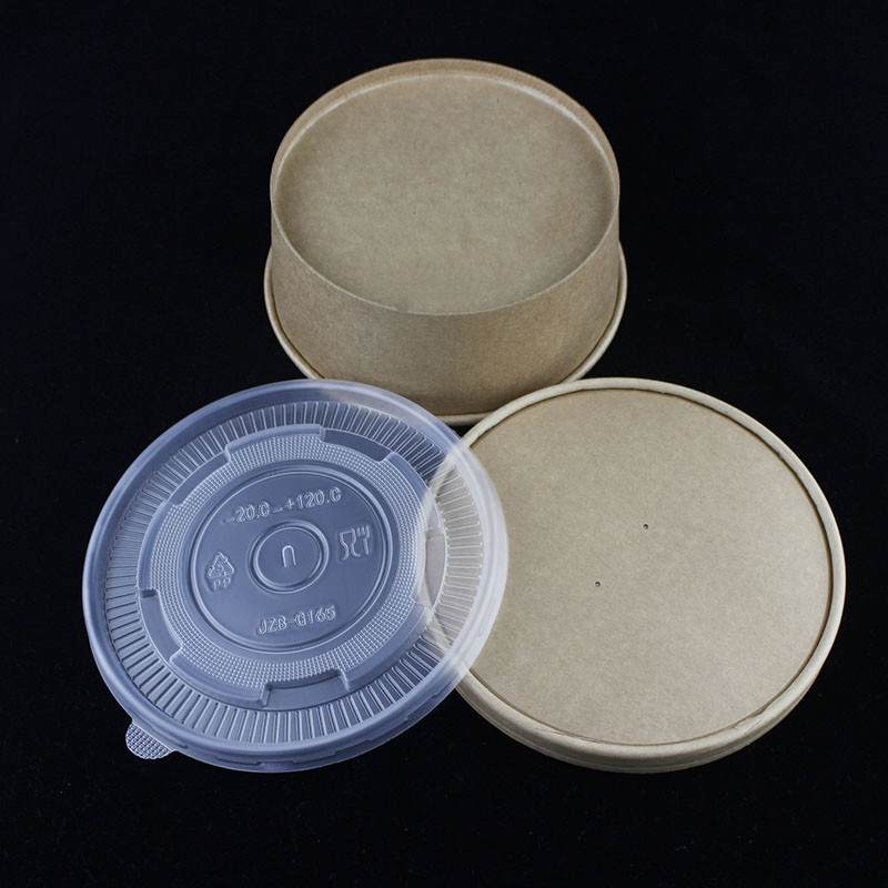 Salad Disposable Kraft Paper Bowls With Lids Takeaway Packaging Container 1100ml