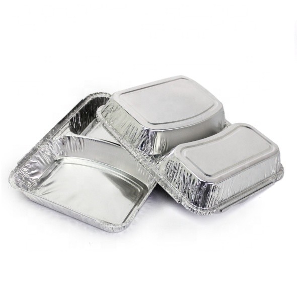 2-compartment lunch box Wholesale Eco- friendly takeaway packaging containers aluminium foil tray food packaging