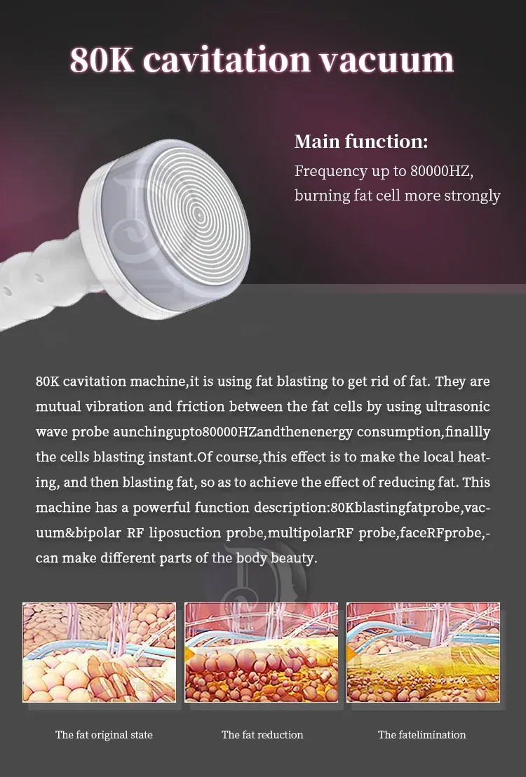 80K Vacuum Cavitation System 9 In 1Cavitation Machine Body Slimming Machine Skin Tightening