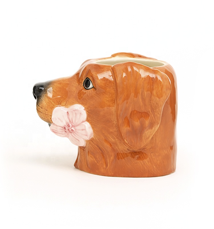 Best Selling cute earthenware 3d dog shaped Animal Ceramic Mugs Design with 3D handpaint