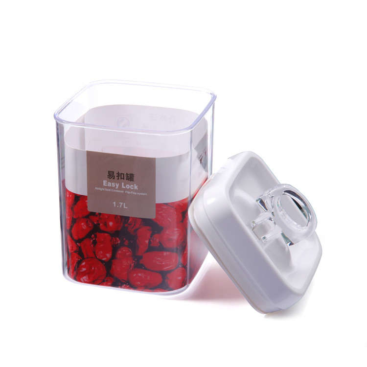 Bulk Customized 1.7L Square Type Plastic Airtight Dry Food Storage Containers With Lids