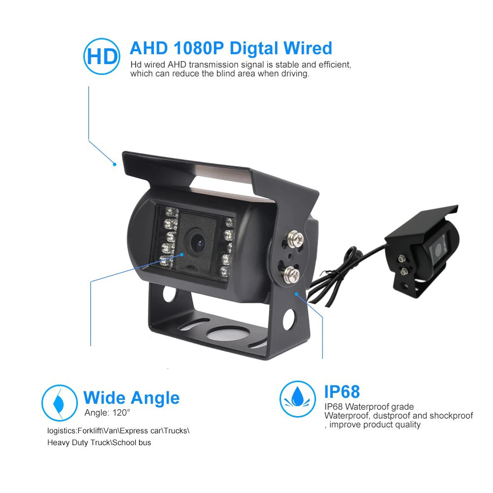 AHD HD IP68 Waterproof GPS CCTV Monitoring Camera 700TVL/800TVL Wired Backup Camera System