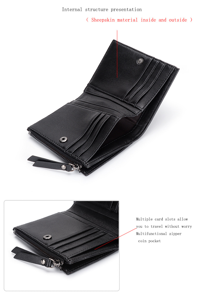 Genuine Leather Hand-woven Coin Purse Short Wallet for Men Women Unisex Sheepskin Wallet