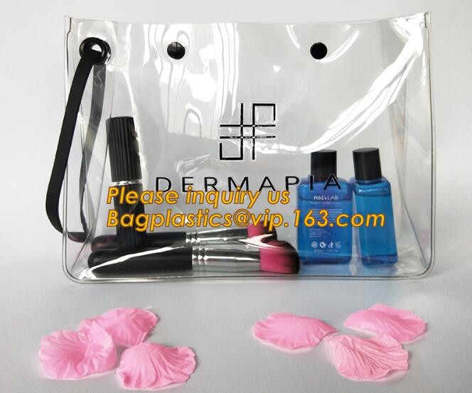 Plastic Bag OEM Custom PVC Loop Handle Image Printed Plastic Shopping Bag,Promotional Clear Waterproof Plastic Cosmetic
