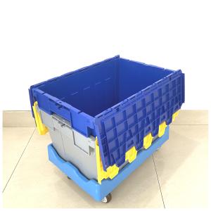 Custom Order Attached Lid Container Plastic Moving Storage Box With Lock Lid