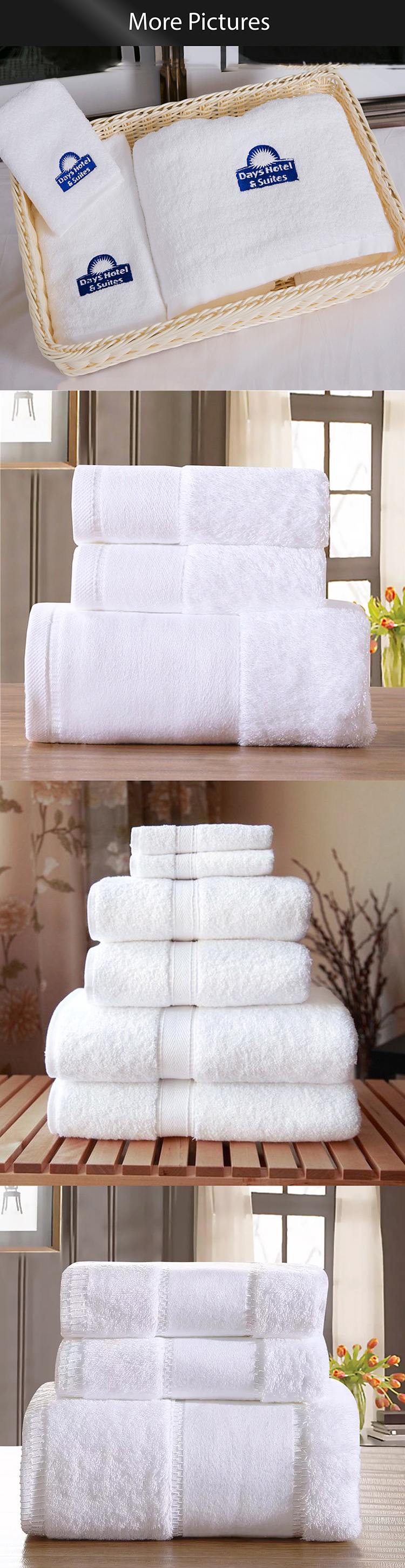 Custom Logo Hotel Towel Set Broad Stripe Coral Velvet 35*75cm 70*140cm Soft Absorbent