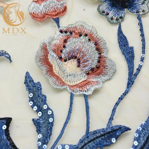 Polyester Beaded Embroidered Mesh Lace Fabric 135cm Width By The Yard