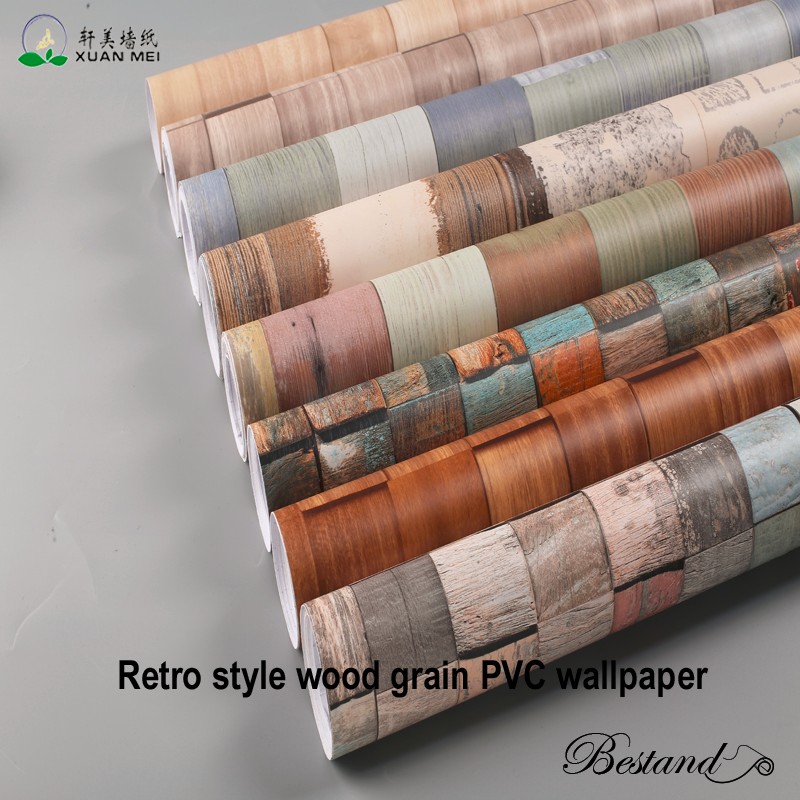 Hotel Wood Look Wallpaper 1.22m*50m Wood Grain Peel And Stick Wallpaper
