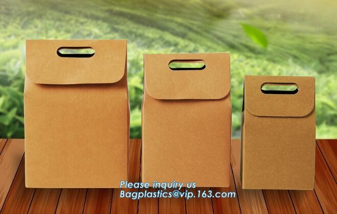 Customized Red Printed Kraft Paper Shopping Bag with Ribbon Handles and Bowknot,Kraft Paper Shopping Bag with Kinds off