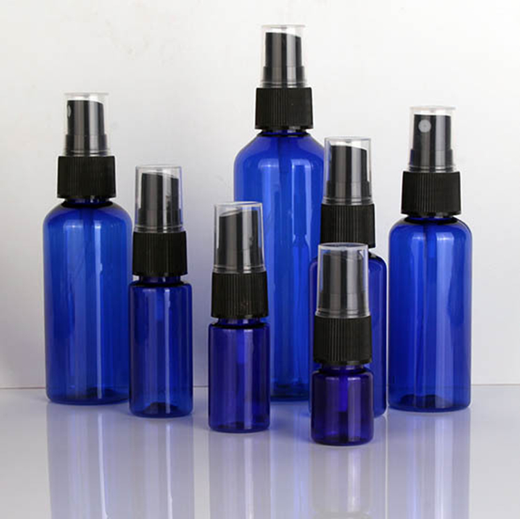 60ml 120ml 355ml blue Plastic Hand Sanitizer Skincare Shampoo Spray Bottle PET Cosmetic clear Plastic sprayer Bottles