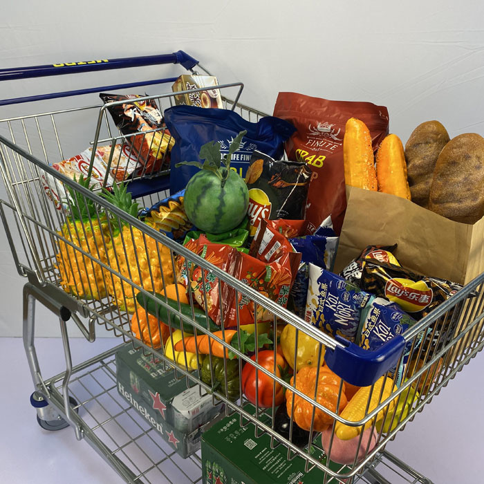 Galvanized Supermarket Trolleys Travellator Wheel Metal Shopping Trolley
