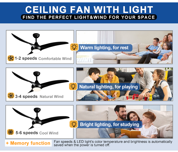 1stshine/OEM Logo LED Ceiling Fan with Energy Saving Sleep Mode and Tuya APP Control