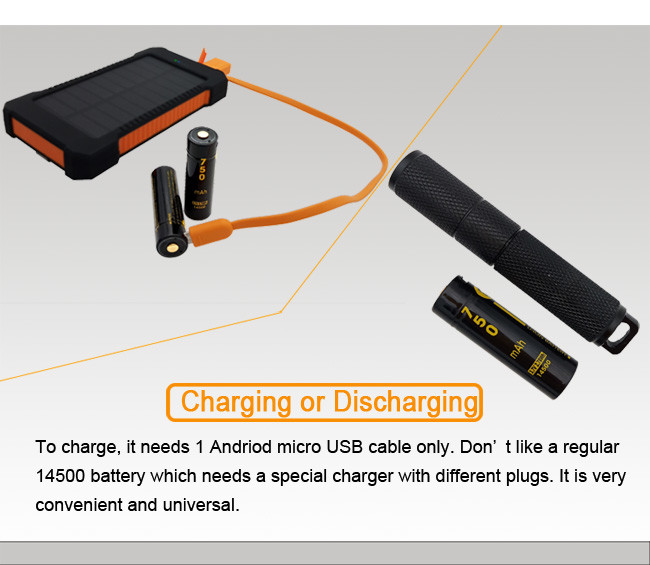 14500 Li Ion Rechargeable Batteries 1100mAh With 500 Cycles Life