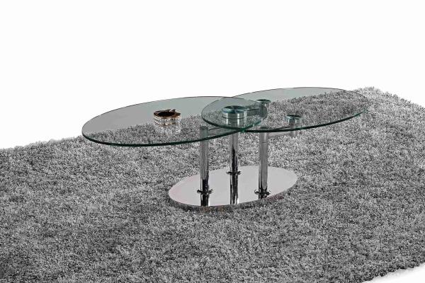 Folding Modern Glass Oval Dining Table Tempered Glass Stainless Steel Frame